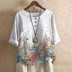 Anya | Retro - Inspired Blouse With Floral Print And Relaxed Fit - Nalani - Fashion Clothing and Decor