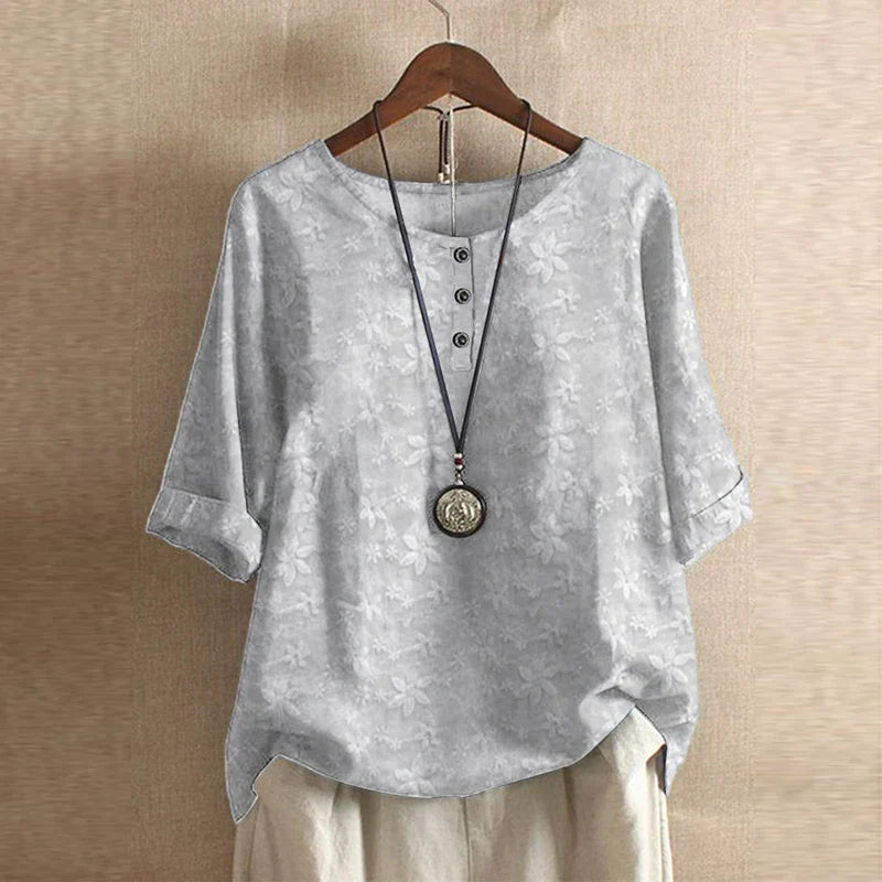Anya | Retro - Inspired Blouse With Floral Print And Relaxed Fit - Nalani - Fashion Clothing and Decor