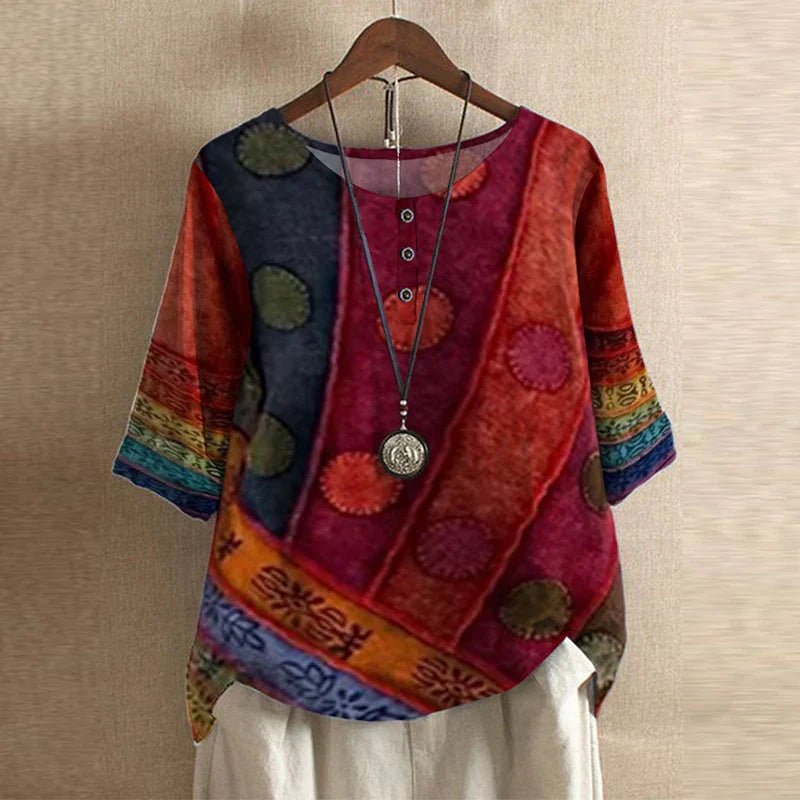 Anya | Retro - Inspired Blouse With Floral Print And Relaxed Fit - Nalani - Fashion Clothing and Decor