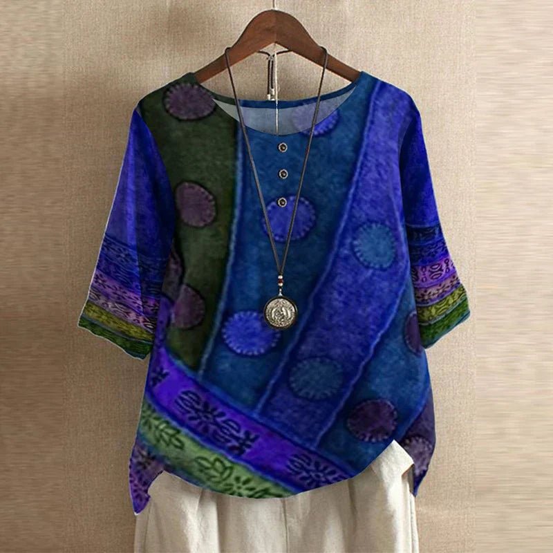 Anya | Retro - Inspired Blouse With Floral Print And Relaxed Fit - Nalani - Fashion Clothing and Decor