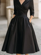 Aurora | Vintage Midi Dress - Lumina In Lustrous Silk Finish - Nalani - Fashion Clothing and Decor