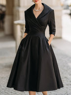 Aurora | Vintage Midi Dress - Lumina In Lustrous Silk Finish - Nalani - Fashion Clothing and Decor