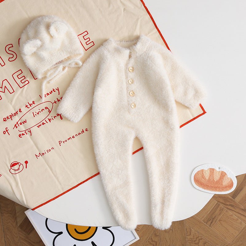 Autumn Baby Bear Hooded Cotton Onesie With Long Sleeves - Nalani - UK Fashion Clothing and Decor