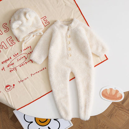 Autumn Baby Bear Hooded Cotton Onesie With Long Sleeves - Nalani - UK Fashion Clothing and Decor