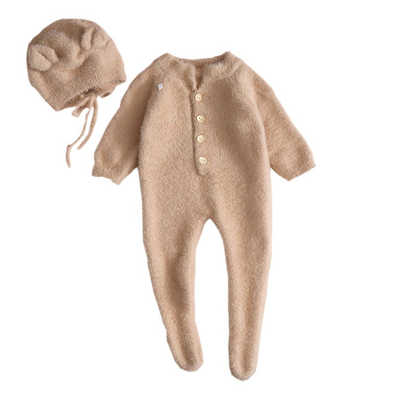 Autumn Baby Bear Hooded Cotton Onesie With Long Sleeves - Nalani - UK Fashion Clothing and Decor