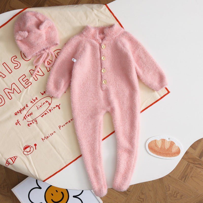 Autumn Baby Bear Hooded Cotton Onesie With Long Sleeves - Nalani - UK Fashion Clothing and Decor