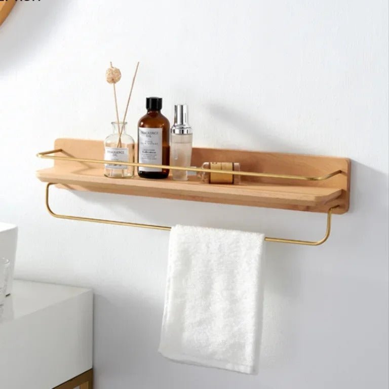 Bamboo Wall Mounted Coat Rack Shelf For Bathroom Entryway - Nalani - UK Fashion Clothing and Decor