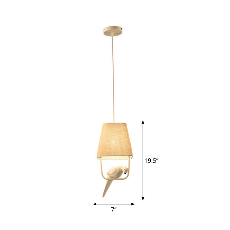 Beige Trapezoid Fabric Pendant Light Dining Room Resin Bird - Nalani - UK Fashion Clothing and Decor