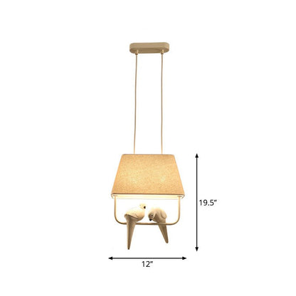 Beige Trapezoid Fabric Pendant Light Dining Room Resin Bird - Nalani - UK Fashion Clothing and Decor