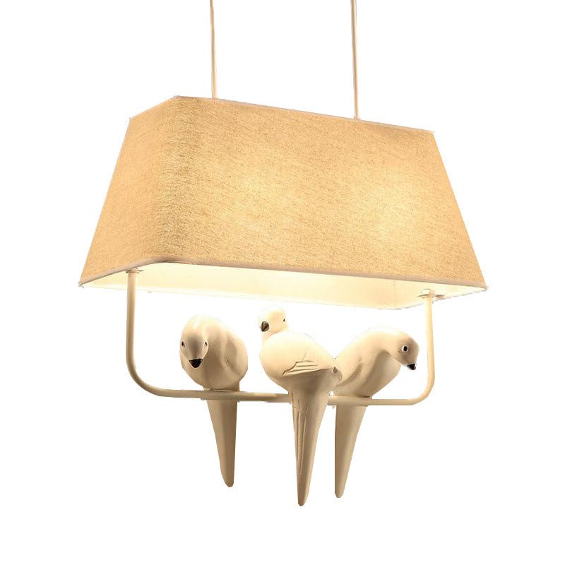 Beige Trapezoid Fabric Pendant Light Dining Room Resin Bird - Nalani - UK Fashion Clothing and Decor
