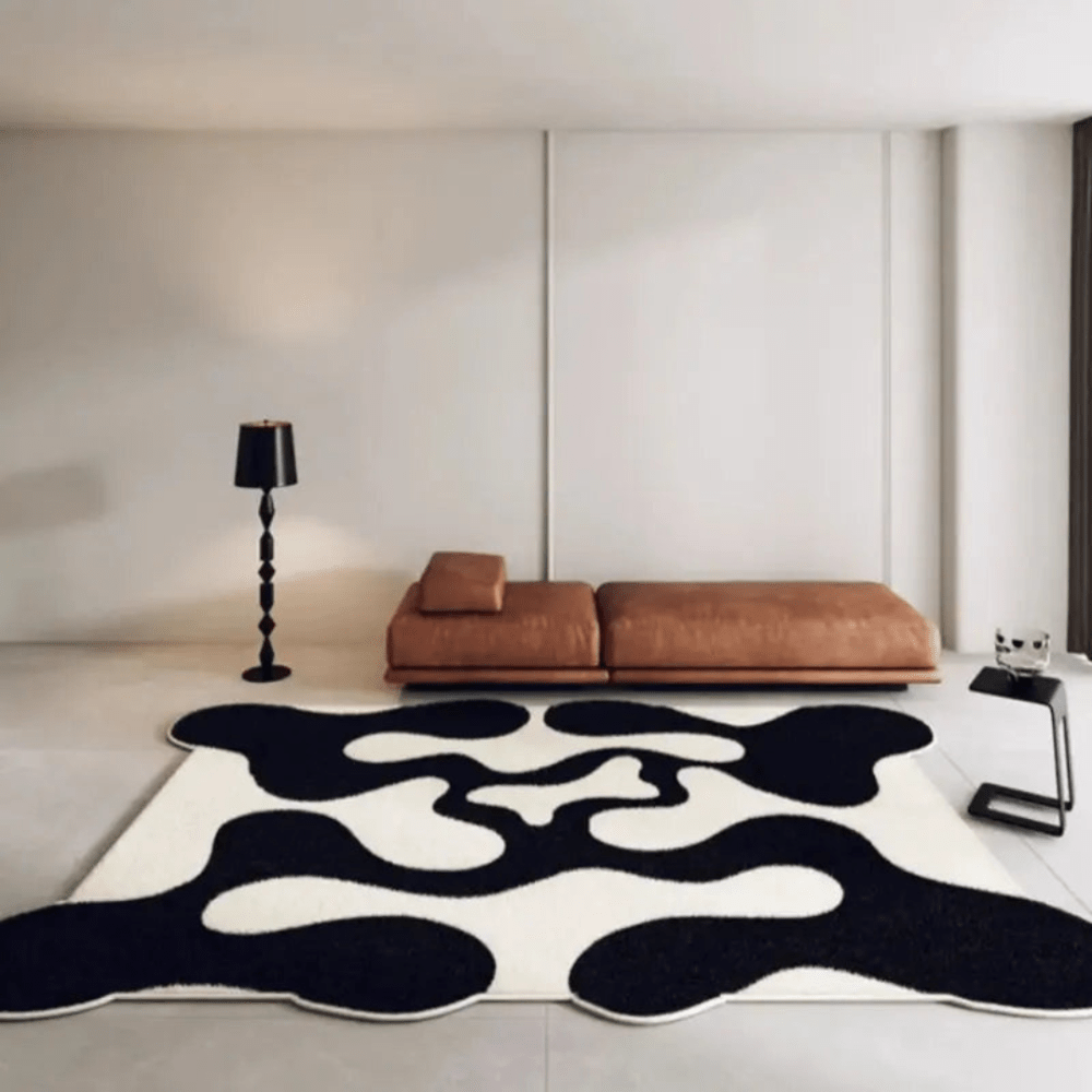 Black And White Washable Living Room Rug Soft Non Slip - Nalani - UK Fashion Clothing and Decor