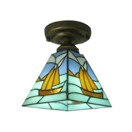 Blue Nautical Sailboat Glass Flush Ceiling Light For Bath - Nalani - UK Fashion Clothing and Decor
