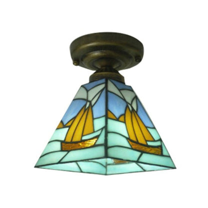 Blue Nautical Sailboat Glass Flush Ceiling Light For Bath - Nalani - UK Fashion Clothing and Decor