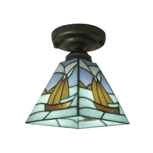 Blue Nautical Sailboat Glass Flush Ceiling Light For Bath - Nalani - UK Fashion Clothing and Decor