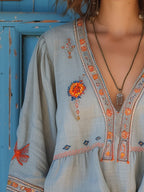 Bohemian Embroidered Women's Blouse Airy Lightweight Flowing - Nalani - Fashion Clothing and Decor
