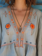 Bohemian Embroidered Women's Blouse Airy Lightweight Flowing - Nalani - Fashion Clothing and Decor