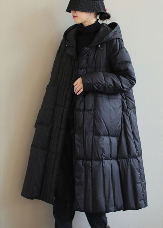 Boho Black Loose Pockets Winter Down Jacket Lightweight - Nalani - UK Fashion Clothing and Decor