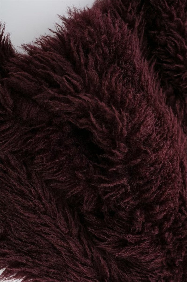 Bordeaux Shaggy Faux Fur Coat Luxury Warm Winter Jacket - Nalani - UK Fashion Clothing and Decor