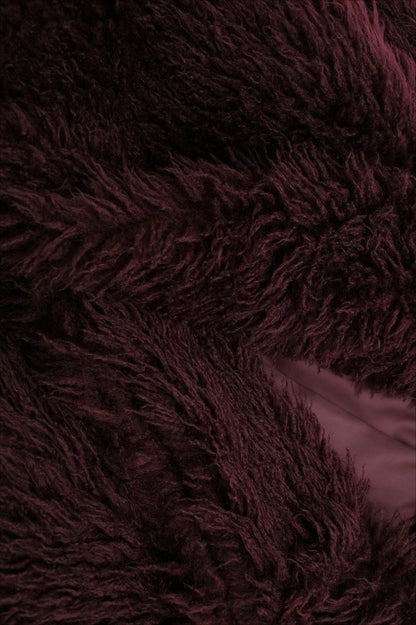 Bordeaux Shaggy Faux Fur Coat Luxury Warm Winter Jacket - Nalani - UK Fashion Clothing and Decor