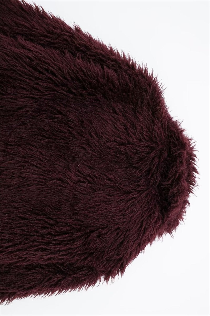 Bordeaux Shaggy Faux Fur Coat Luxury Warm Winter Jacket - Nalani - UK Fashion Clothing and Decor