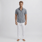 Breathable Linen Short Sleeve Shirt For Men Slim Fit Summer - Nalani - UK and AUS Fashion Clothing and Decor