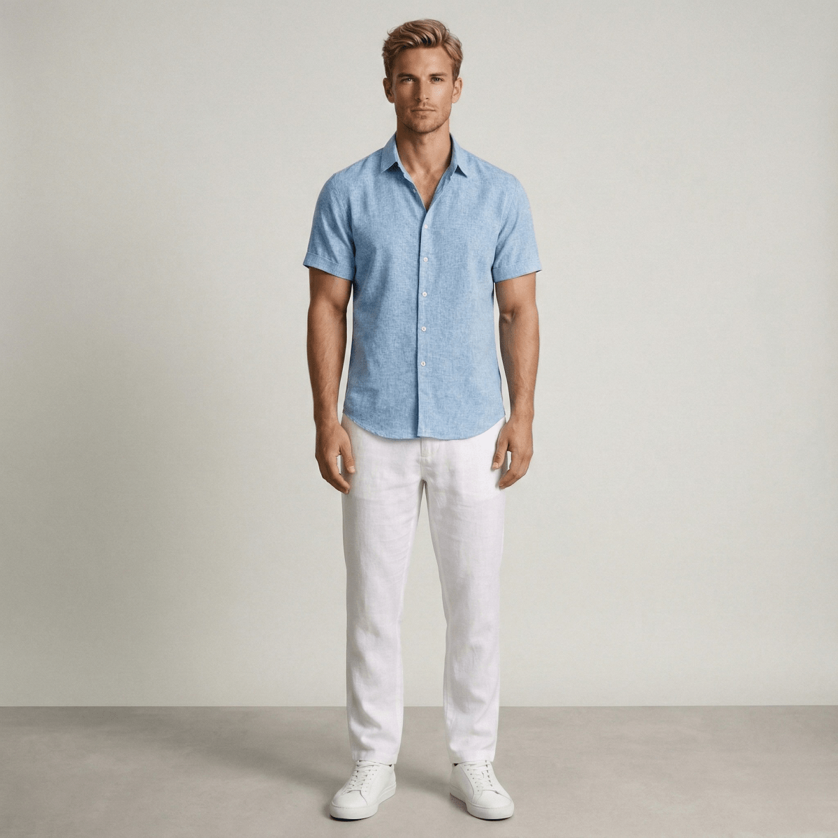 Breathable Linen Short Sleeve Shirt For Men Slim Fit Summer - Nalani - UK and AUS Fashion Clothing and Decor