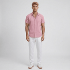Breathable Linen Short Sleeve Shirt For Men Slim Fit Summer - Nalani - UK and AUS Fashion Clothing and Decor