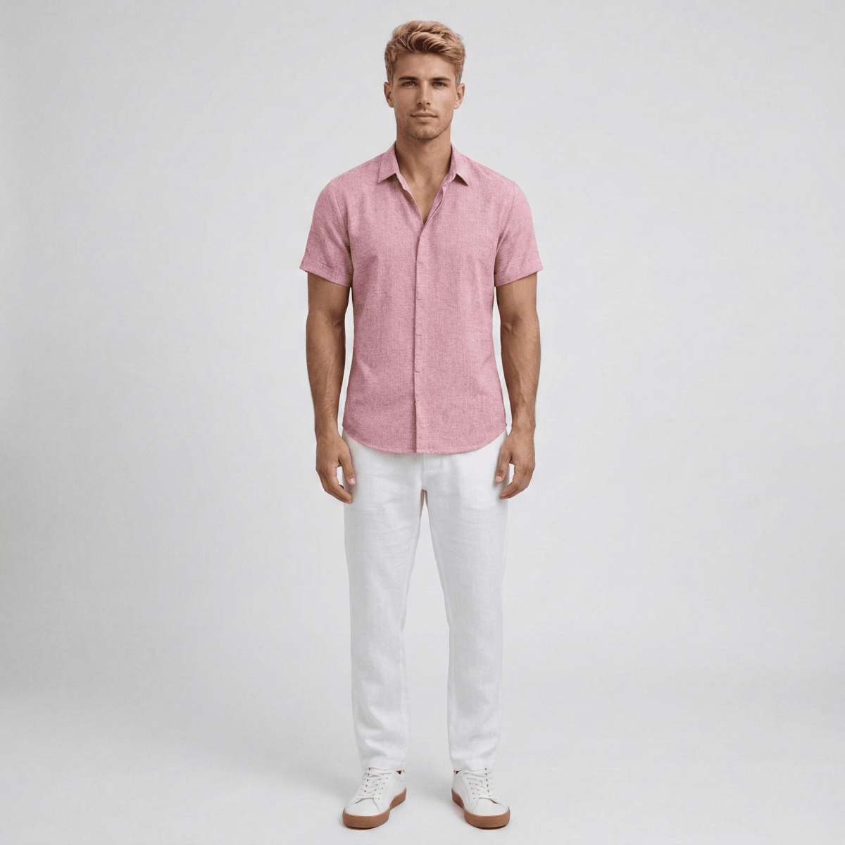 Breathable Linen Short Sleeve Shirt For Men Slim Fit Summer - Nalani - UK and AUS Fashion Clothing and Decor