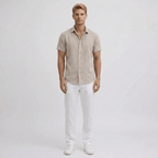 Breathable Linen Short Sleeve Shirt For Men Slim Fit Summer - Nalani - UK and AUS Fashion Clothing and Decor