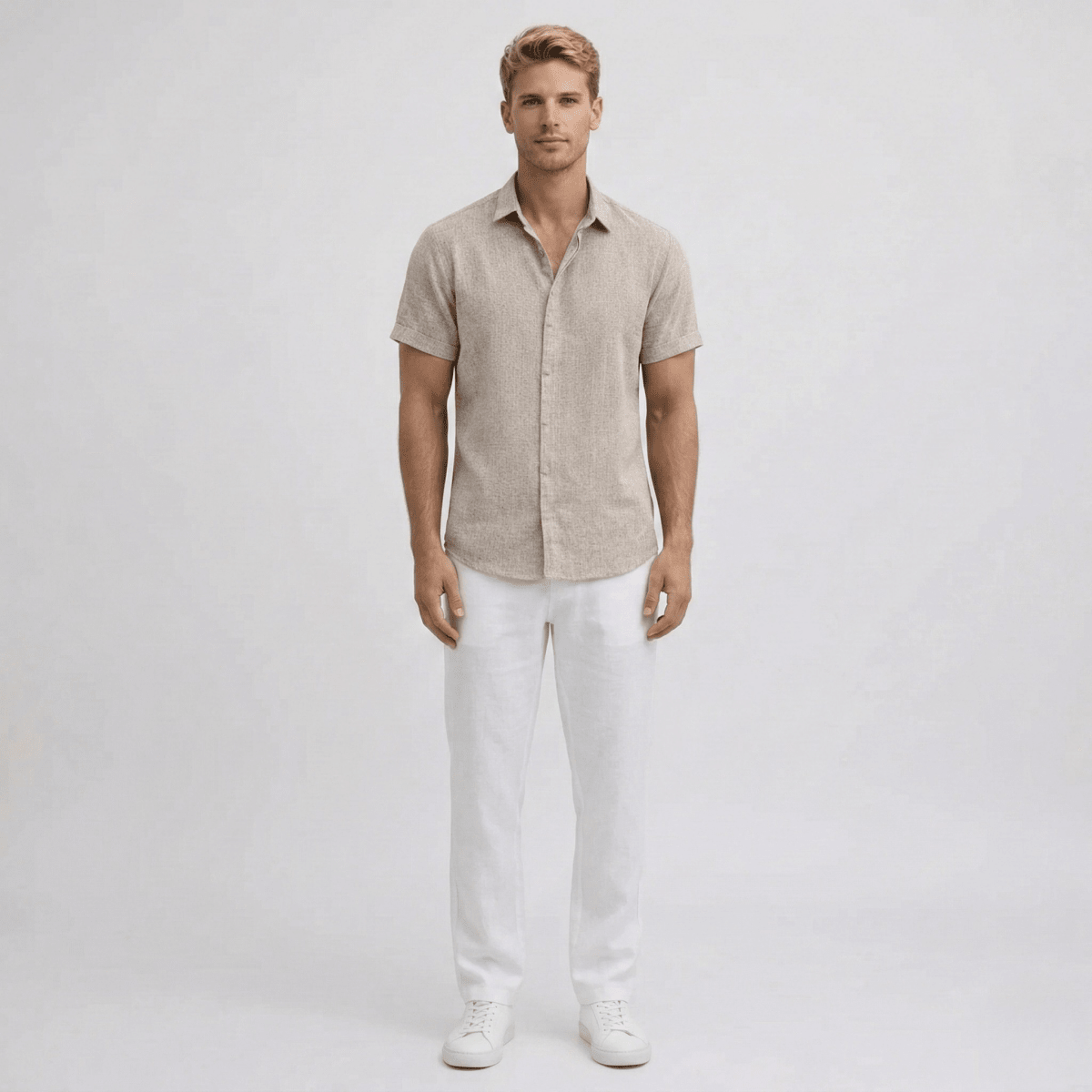 Breathable Linen Short Sleeve Shirt For Men Slim Fit Summer - Nalani - UK and AUS Fashion Clothing and Decor