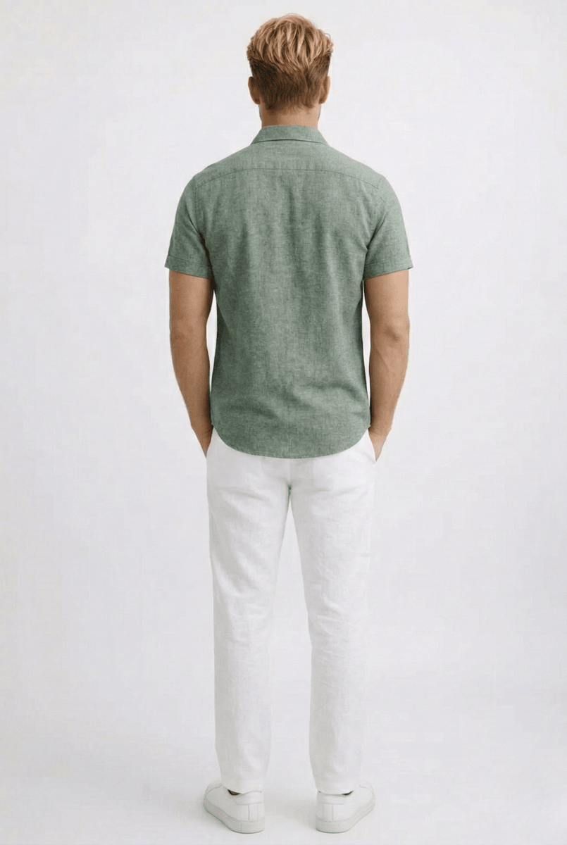 Breathable Linen Short Sleeve Shirt For Men Slim Fit Summer - Nalani - UK and AUS Fashion Clothing and Decor