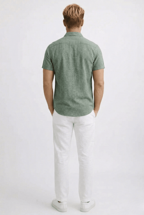 Breathable Linen Short Sleeve Shirt For Men Slim Fit Summer - Nalani - UK and AUS Fashion Clothing and Decor
