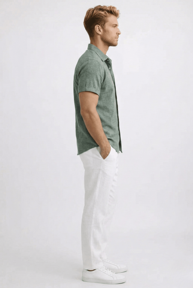 Breathable Linen Short Sleeve Shirt For Men Slim Fit Summer - Nalani - UK and AUS Fashion Clothing and Decor