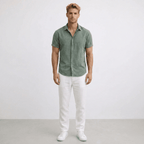 Breathable Linen Short Sleeve Shirt For Men Slim Fit Summer - Nalani - UK and AUS Fashion Clothing and Decor