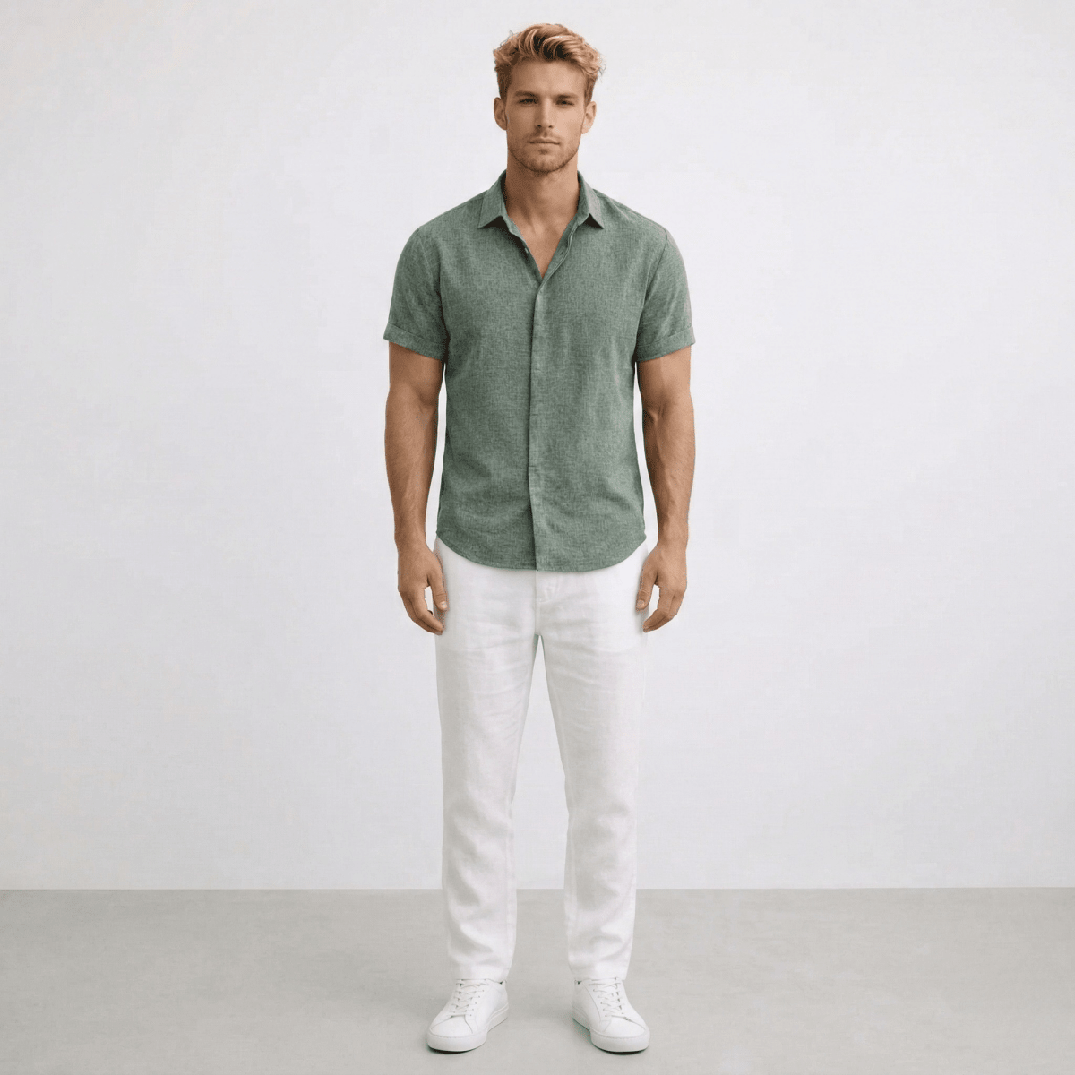 Breathable Linen Short Sleeve Shirt For Men Slim Fit Summer - Nalani - UK and AUS Fashion Clothing and Decor