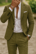 Breathable Linen Slim Fit Mens Suit For Warm Weather Office - Nalani - Fashion Clothing and Decor