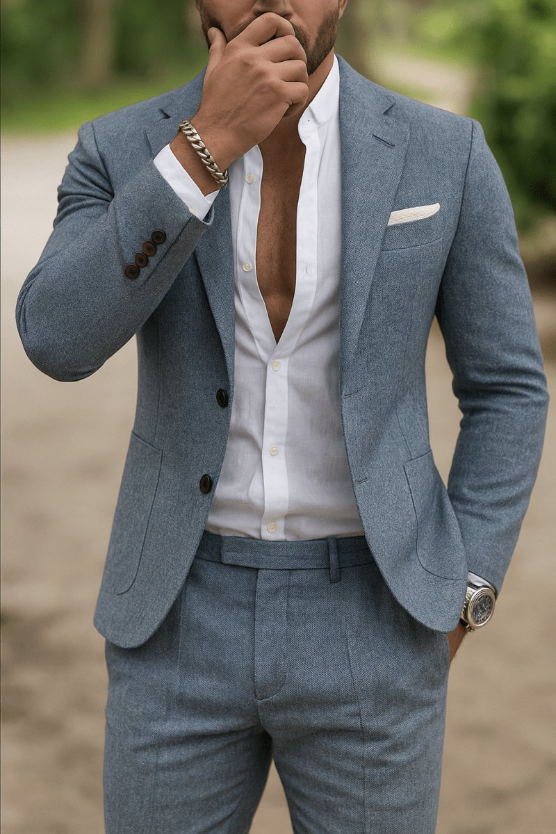 Breathable Linen Slim Fit Mens Suit For Warm Weather Office - Nalani - Fashion Clothing and Decor
