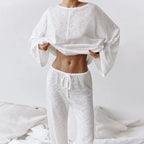Breathable Loungewear Set Roundneck Top Ankle Pants - Nalani - UK Fashion Clothing and Decor