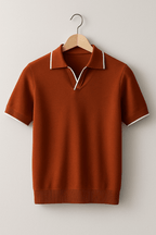 Breathable Short Sleeve Knit Polo With Contrast Trim Slim Fit - Nalani - UK Fashion Clothing and Decor