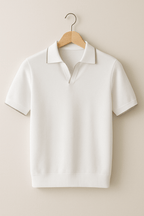 Breathable Short Sleeve Knit Polo With Contrast Trim Slim Fit - Nalani - UK Fashion Clothing and Decor