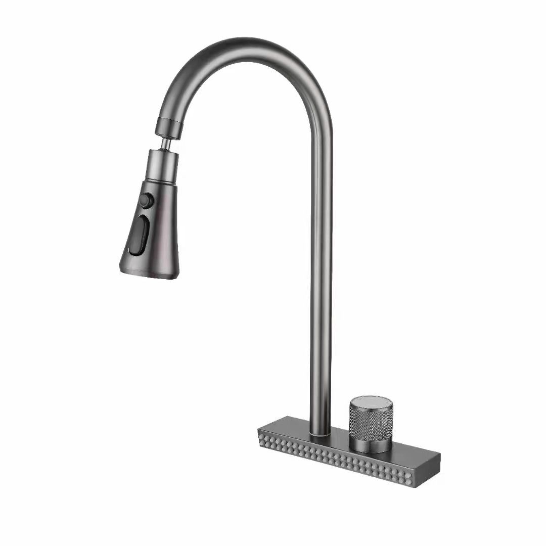 Brushed Nickel Kitchen Faucet With Swivel Spout Deck Mounted - Nalani - UK Fashion Clothing and Decor