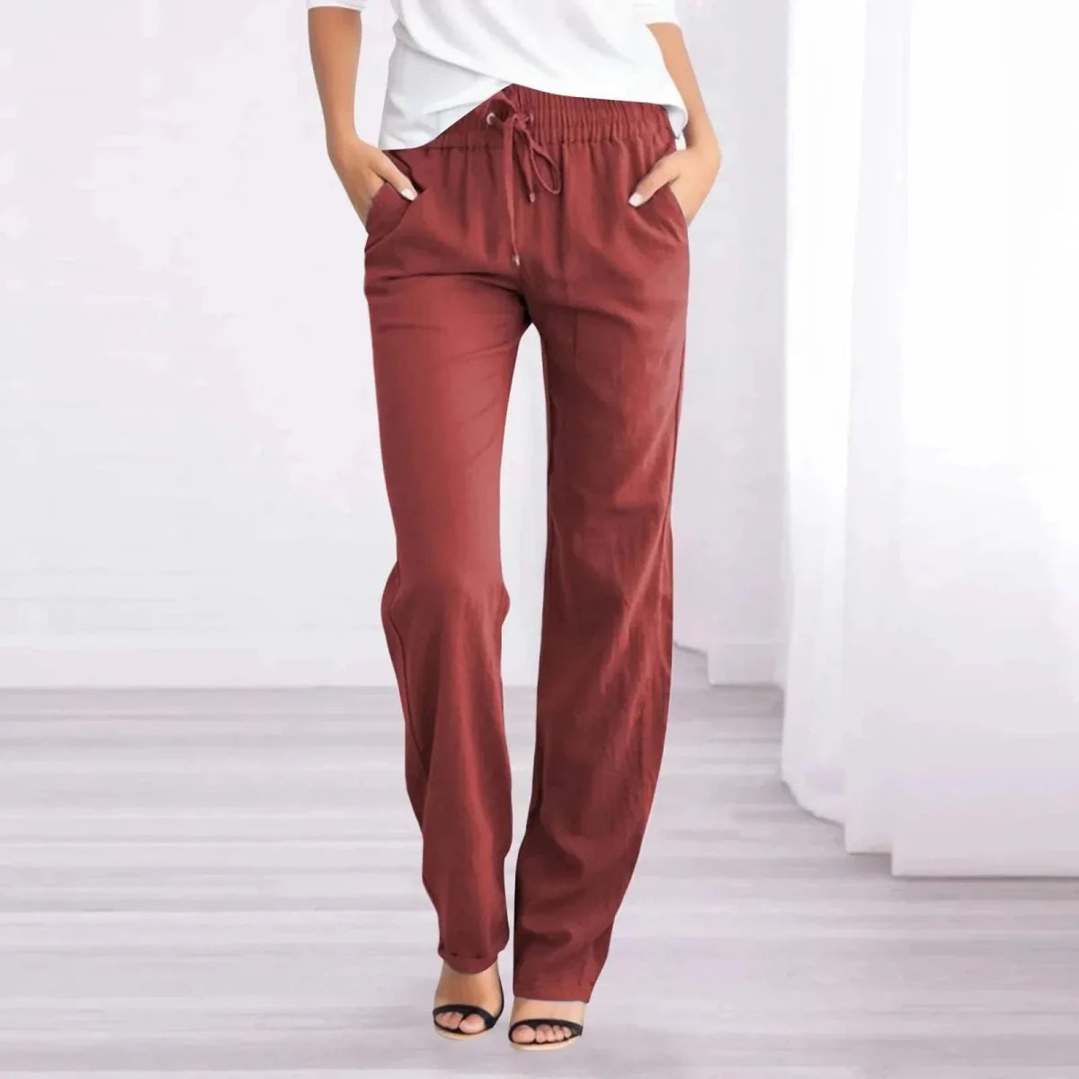 Caleni | Women's Casual Trousers - Relaxed Fit - Elastic Waist - Breathable Lightweight Fabric - Nalani - UK Fashion Clothing and Decor