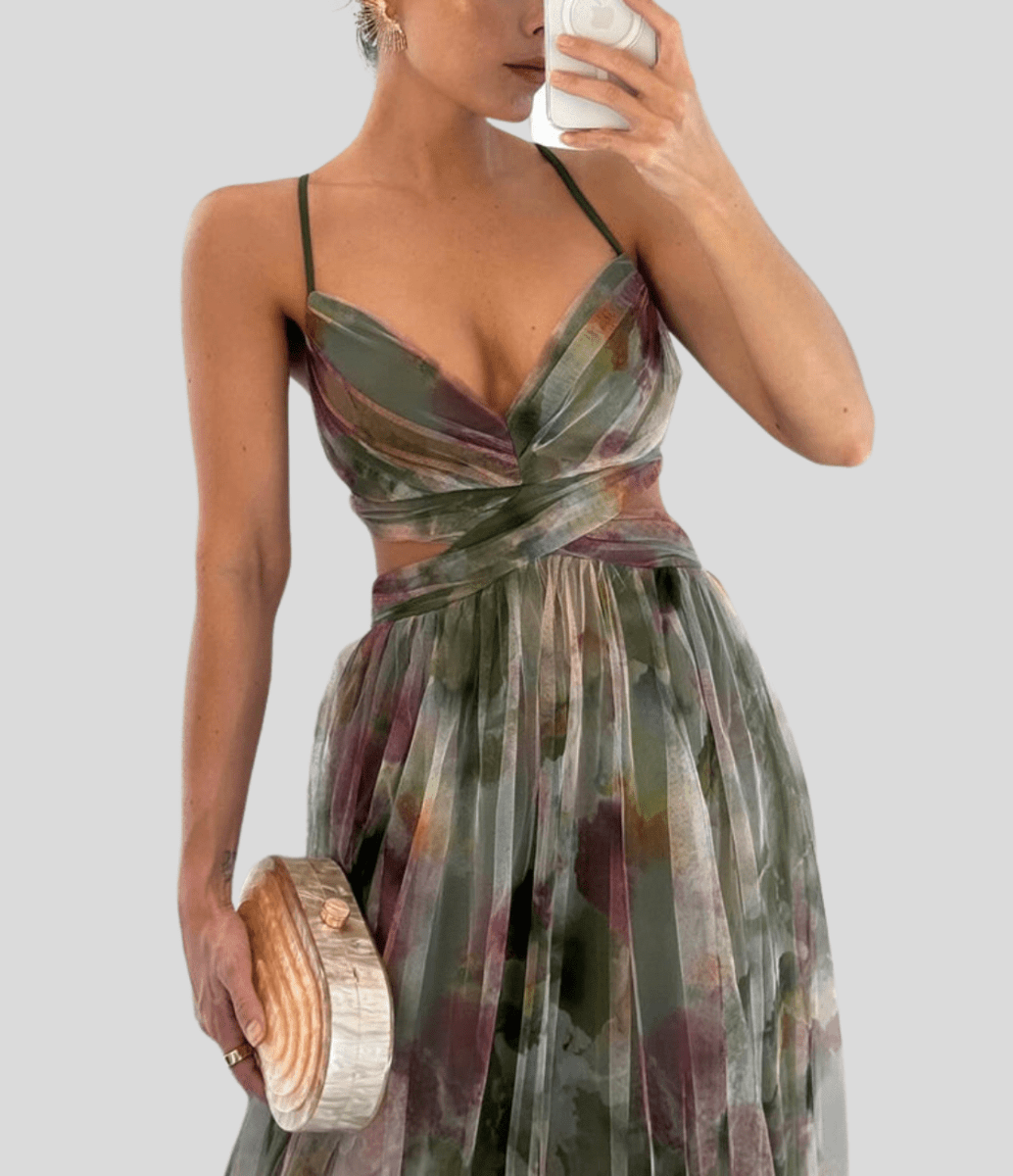 Carola - Charming Floral Maxi Dress Light Flowing Summer Style - Nalani - Fashion Clothing and Decor