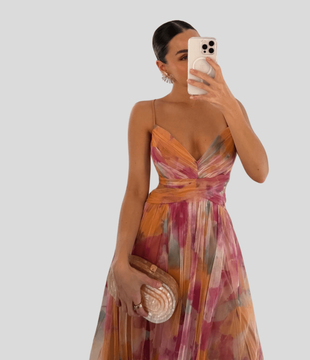 Carola - Charming Floral Maxi Dress Light Flowing Summer Style - Nalani - Fashion Clothing and Decor
