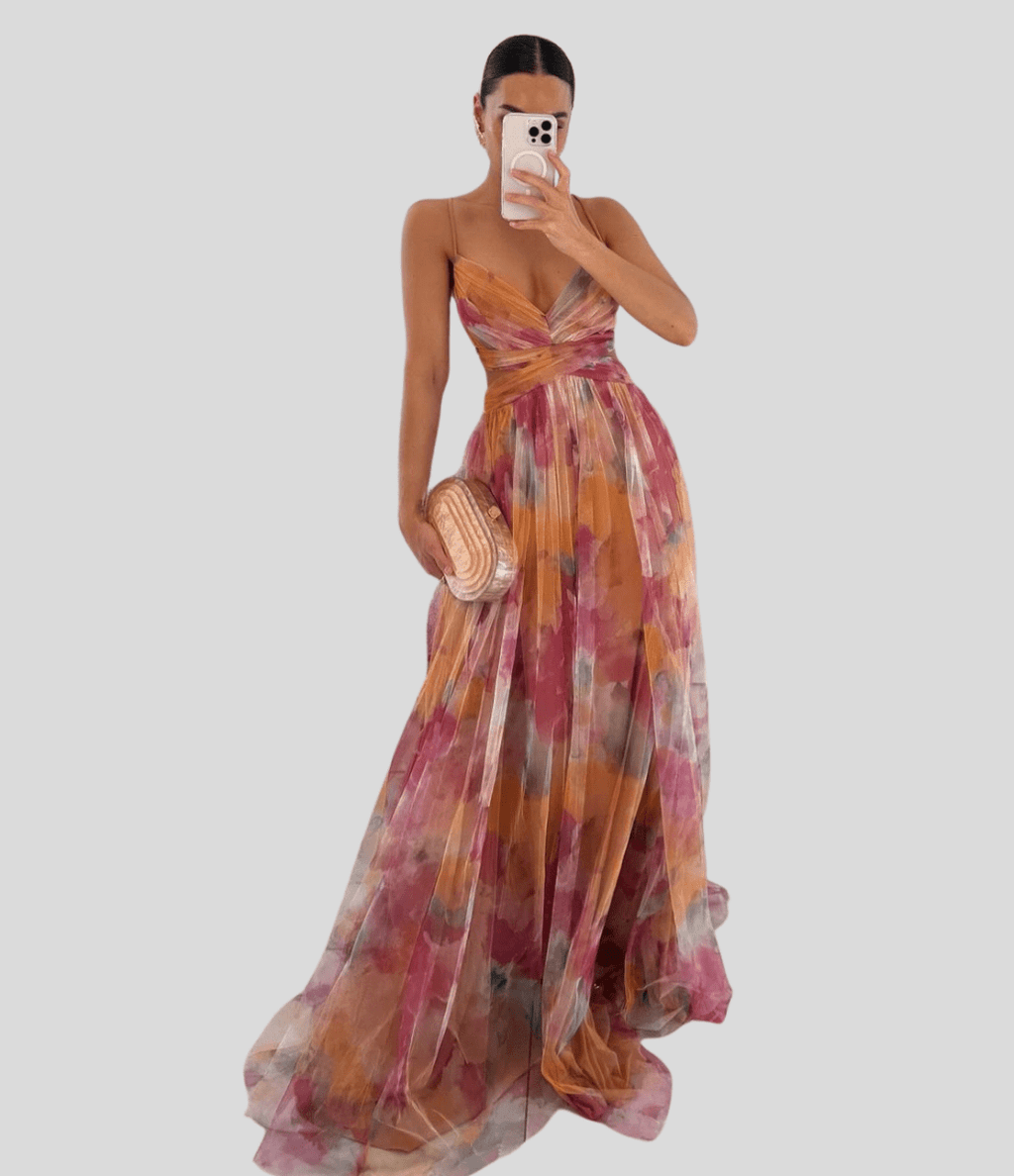 Carola - Charming Floral Maxi Dress Light Flowing Summer Style - Nalani - Fashion Clothing and Decor