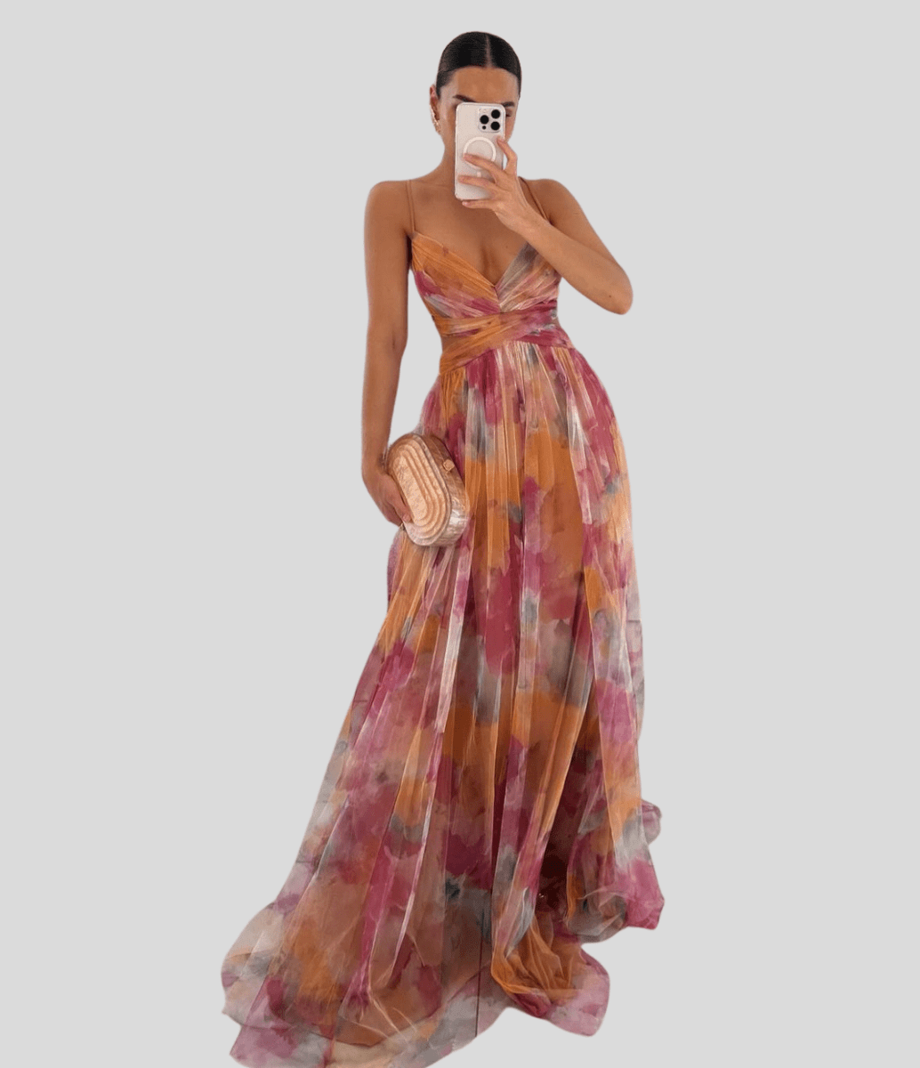 Carola - Charming Floral Maxi Dress Light Flowing Summer Style - Nalani - Fashion Clothing and Decor