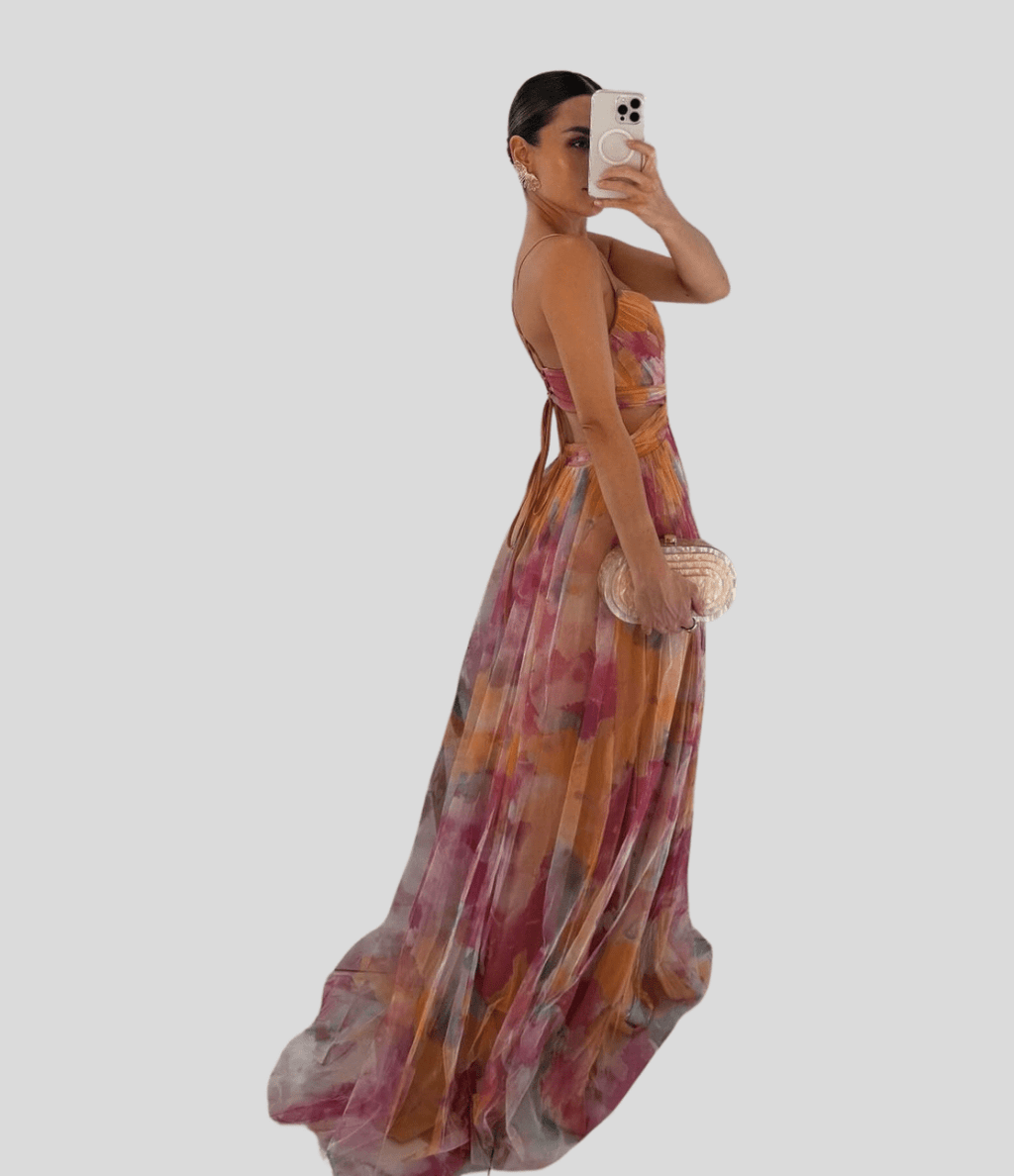 Carola - Charming Floral Maxi Dress Light Flowing Summer Style - Nalani - Fashion Clothing and Decor
