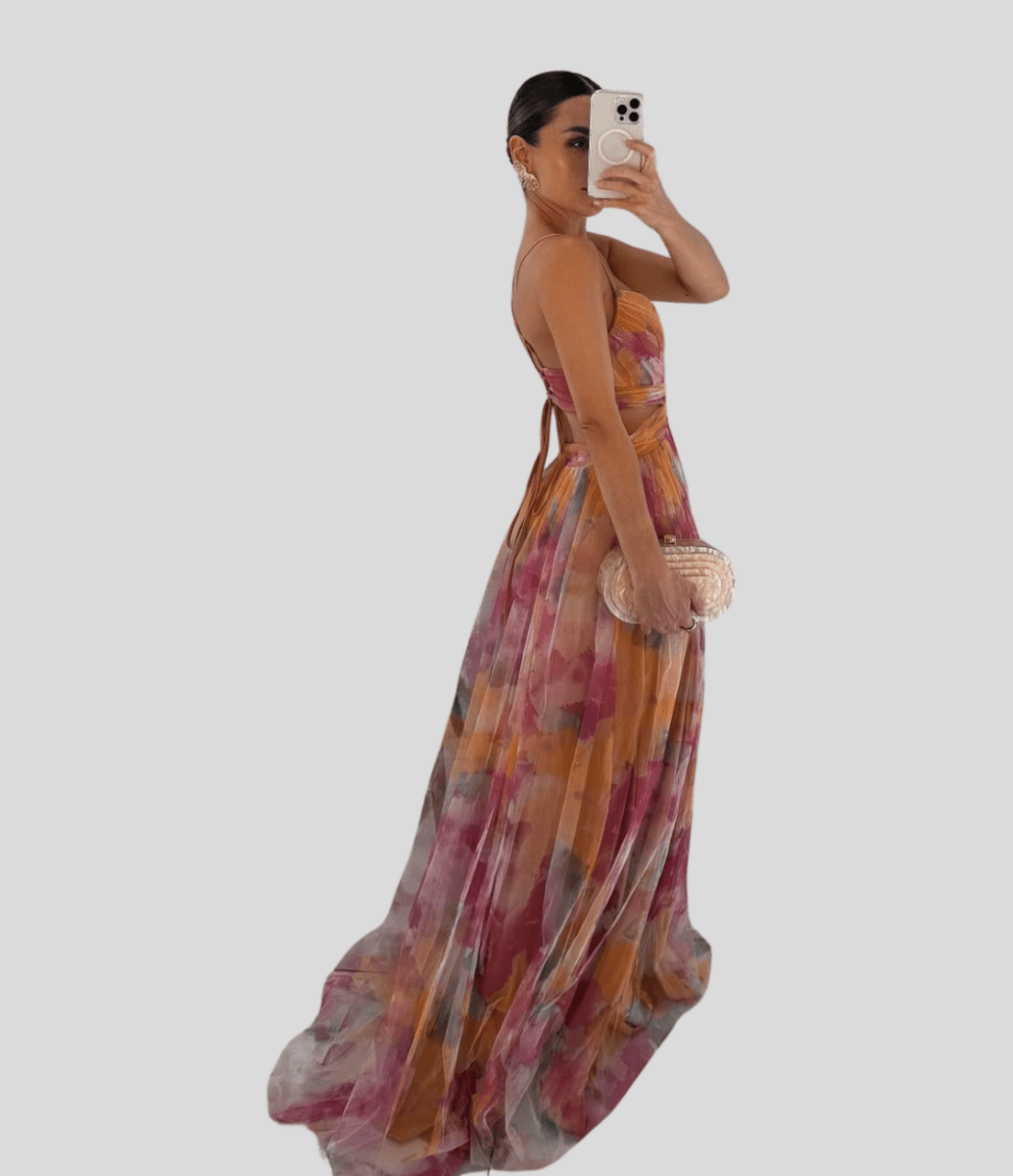 Carola - Charming Floral Maxi Dress Light Flowing Summer Style - Nalani - Fashion Clothing and Decor