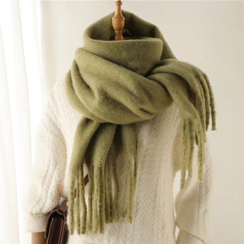 Cashmere Like Winter Scarf With Large Tassels 240x38cm - Nalani - UK Fashion Clothing and Decor