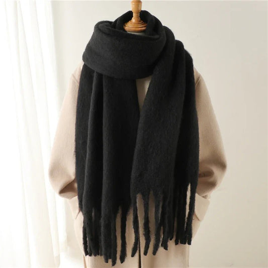Cashmere Like Winter Scarf With Large Tassels 240x38cm - Nalani - UK Fashion Clothing and Decor